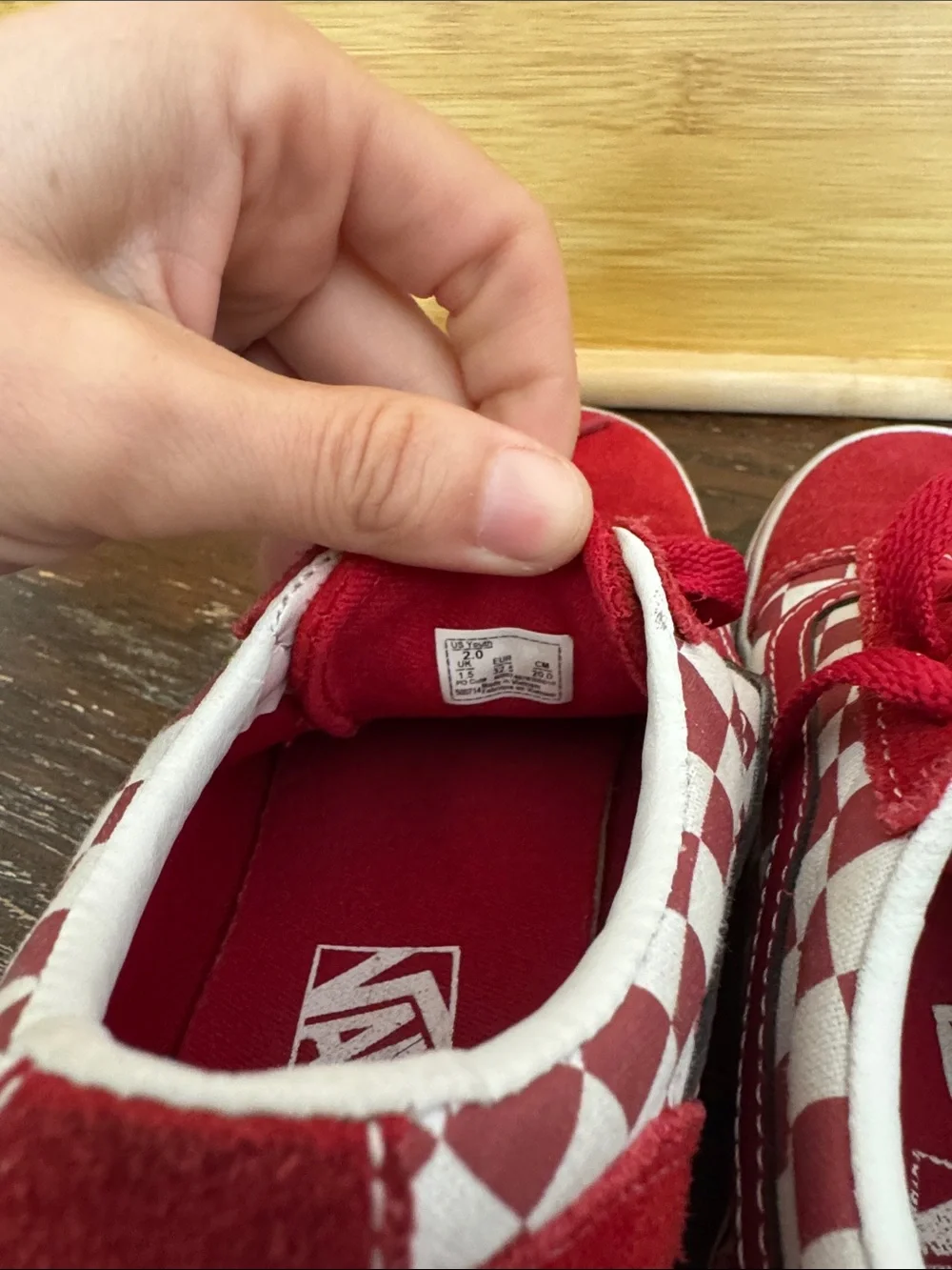 Vans Kids Red Checkerboard Low-Top Skate Shoes